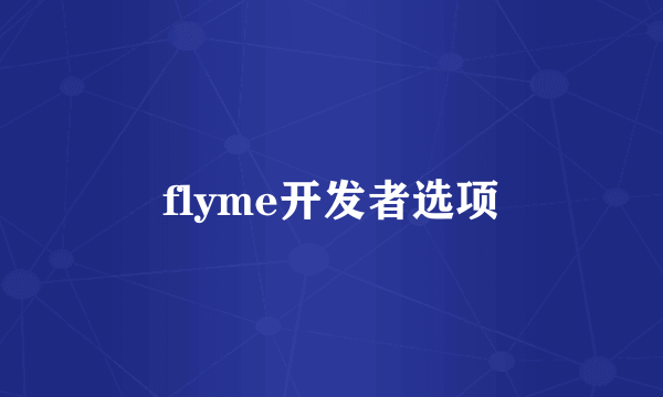 flyme开发者选项