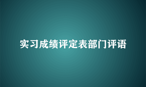 实习成绩评定表部门评语