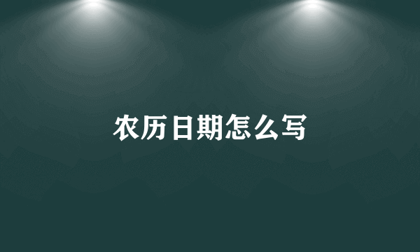 农历日期怎么写