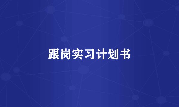 跟岗实习计划书