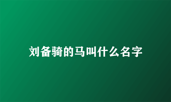 刘备骑的马叫什么名字