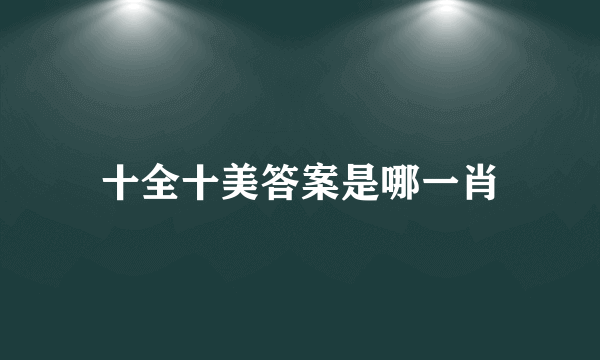 十全十美答案是哪一肖