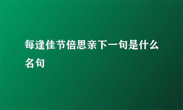 每逢佳节倍思亲下一句是什么名句