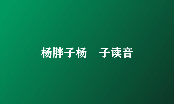 杨胖子杨肸子读音