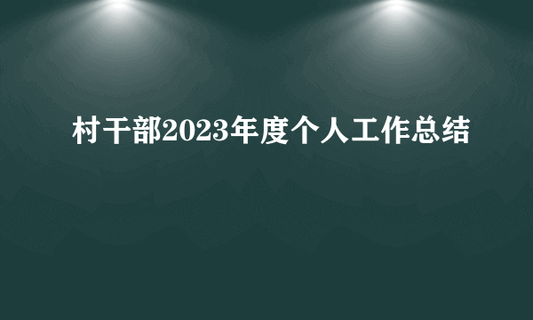 村干部2023年度个人工作总结