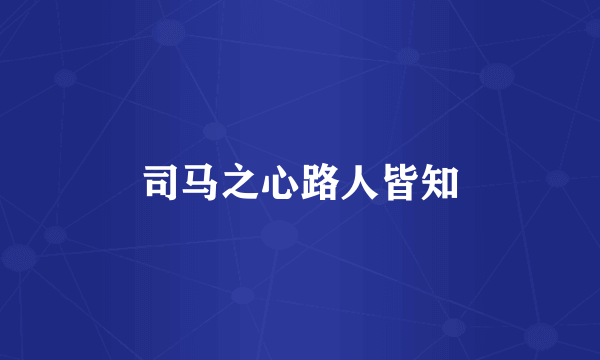 司马之心路人皆知