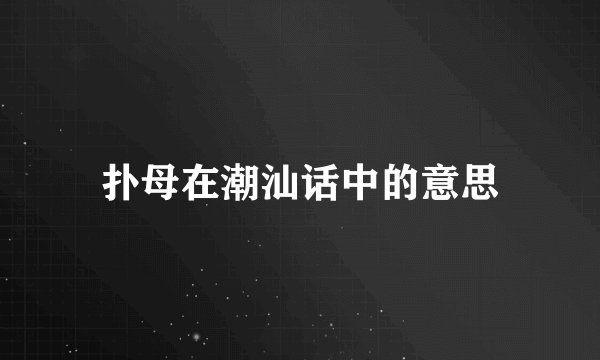 扑母在潮汕话中的意思