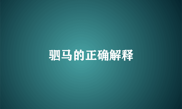 驷马的正确解释