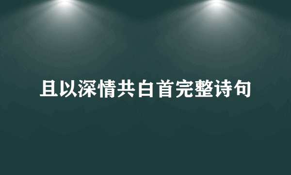 且以深情共白首完整诗句