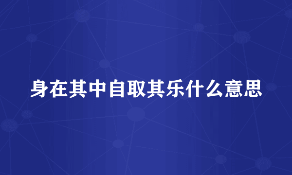 身在其中自取其乐什么意思