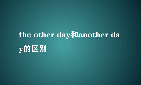 the other day和another day的区别