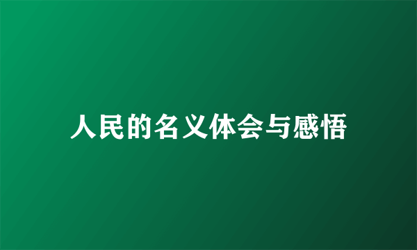 人民的名义体会与感悟