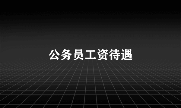 公务员工资待遇