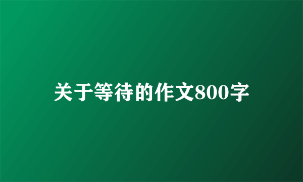 关于等待的作文800字