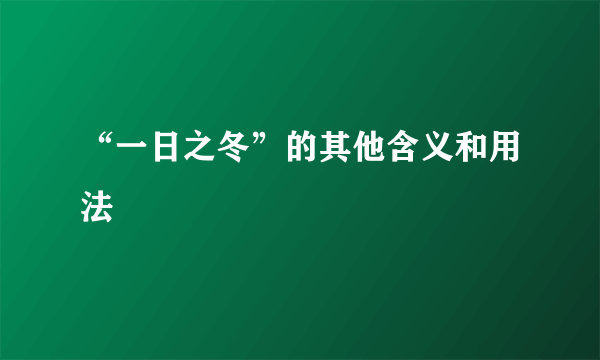 “一日之冬”的其他含义和用法