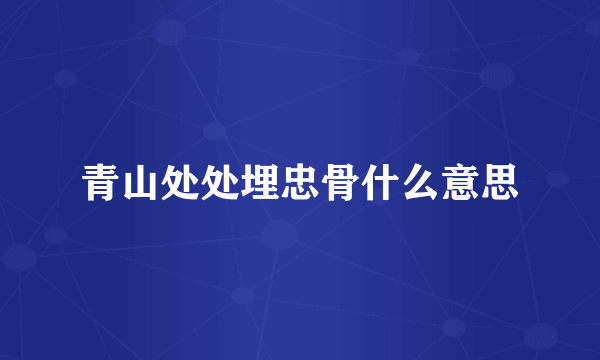 青山处处埋忠骨什么意思