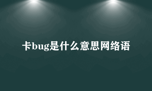 卡bug是什么意思网络语