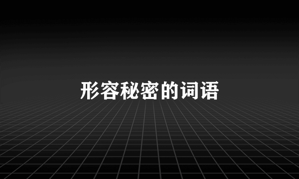 形容秘密的词语