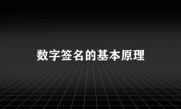 数字签名的基本原理