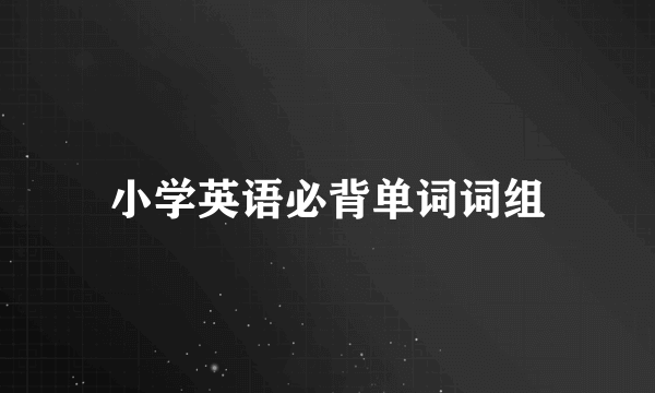 小学英语必背单词词组