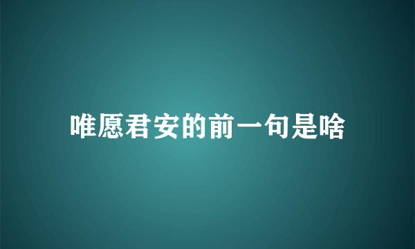 唯愿君安的前一句是啥