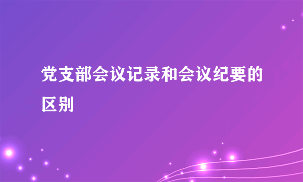党支部会议记录和会议纪要的区别