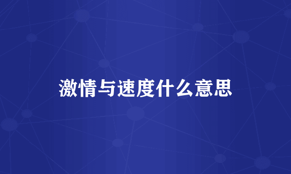 激情与速度什么意思