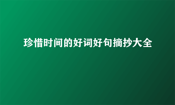珍惜时间的好词好句摘抄大全