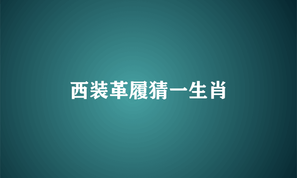 西装革履猜一生肖