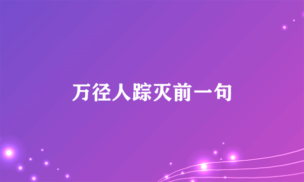 万径人踪灭前一句