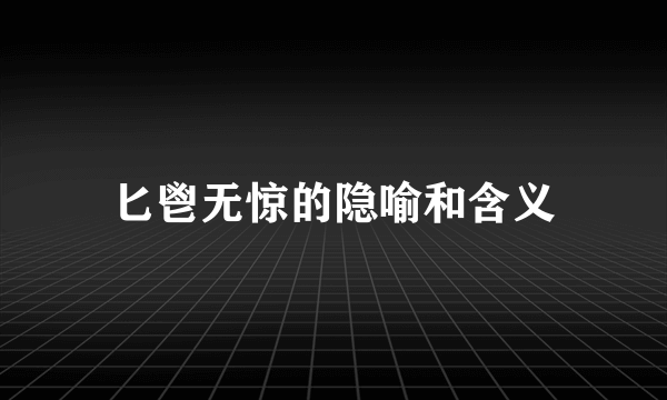 匕鬯无惊的隐喻和含义