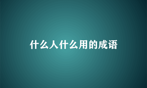 什么人什么用的成语