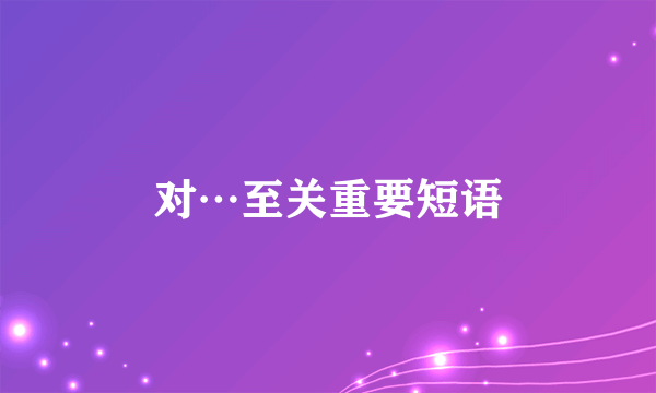 对…至关重要短语