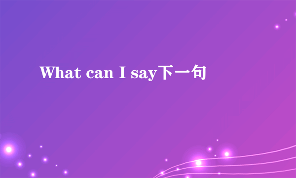 What can I say下一句