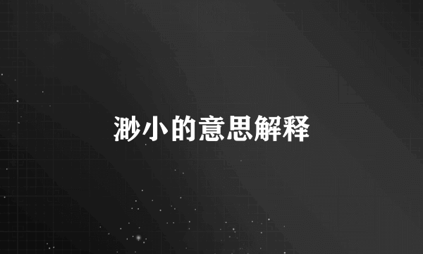 渺小的意思解释