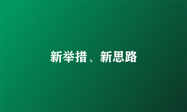 新举措、新思路