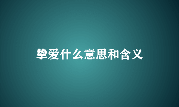 挚爱什么意思和含义