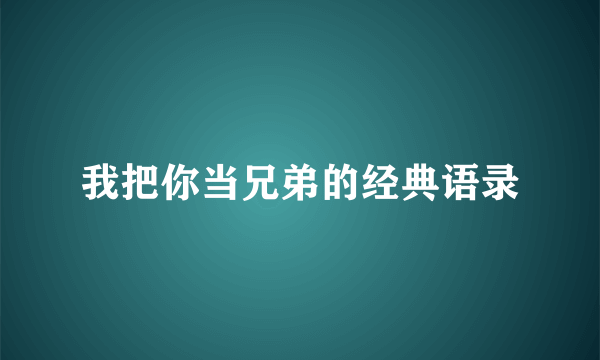 我把你当兄弟的经典语录
