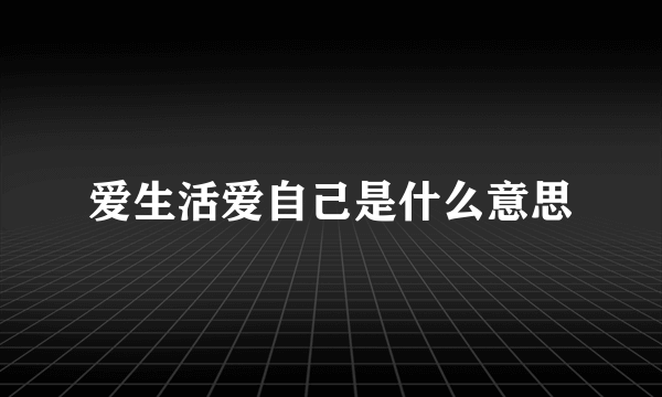 爱生活爱自己是什么意思