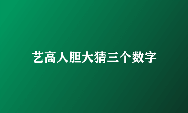 艺高人胆大猜三个数字