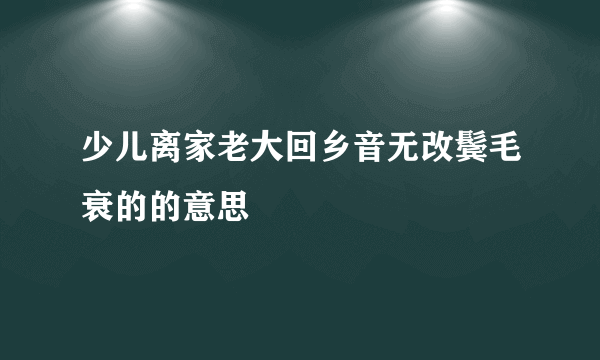少儿离家老大回乡音无改鬓毛衰的的意思