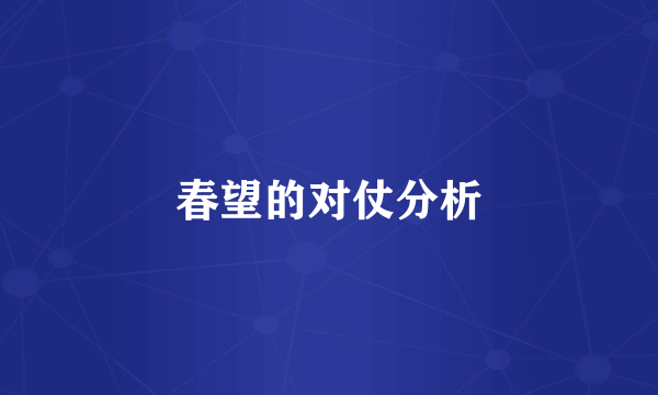 春望的对仗分析