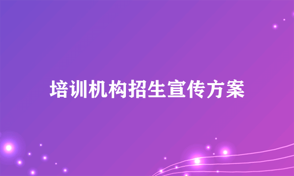 培训机构招生宣传方案
