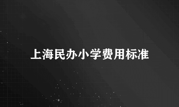 上海民办小学费用标准