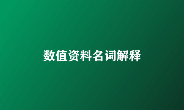 数值资料名词解释