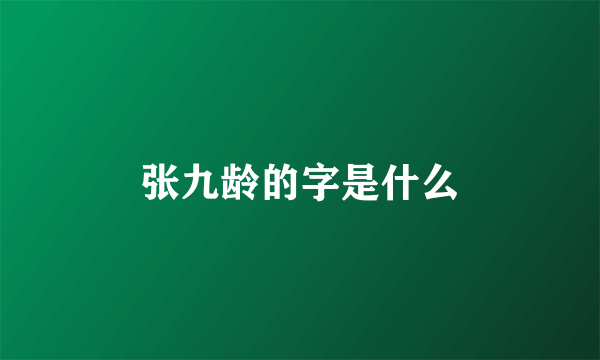 张九龄的字是什么