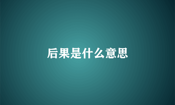 后果是什么意思