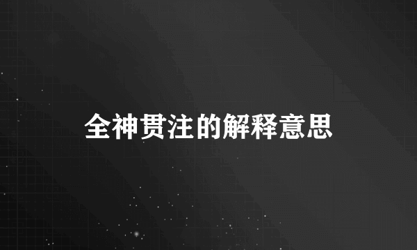 全神贯注的解释意思