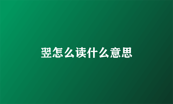 翌怎么读什么意思