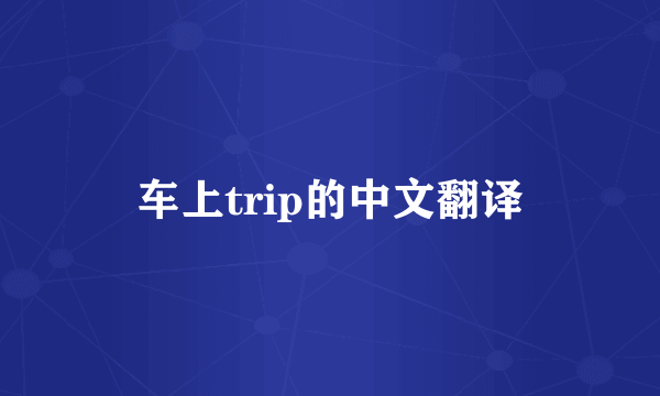 车上trip的中文翻译